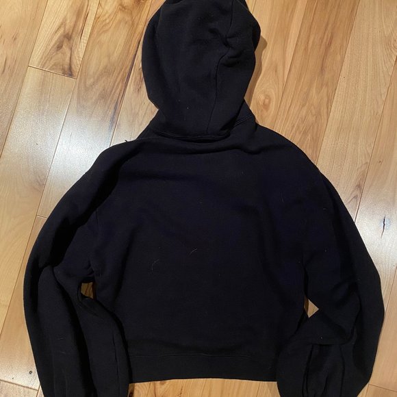 Ulla Johnson Mel Tassel Pullover Cropped Hoodie Black 100% Cotton Pocket S P - Picture 2 of 7